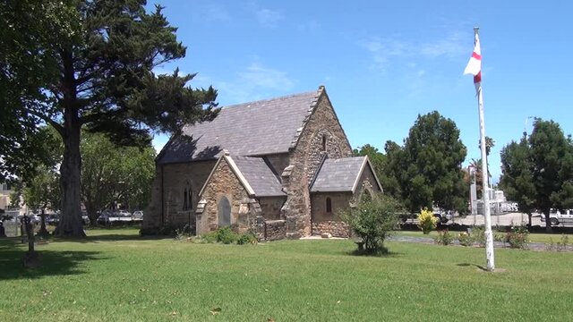 HD summer day video of Knysna town, waterfront and lagoon view. Knysna is a historical (est. 1871) town in Garden Route of Western Cape Province, South Africa