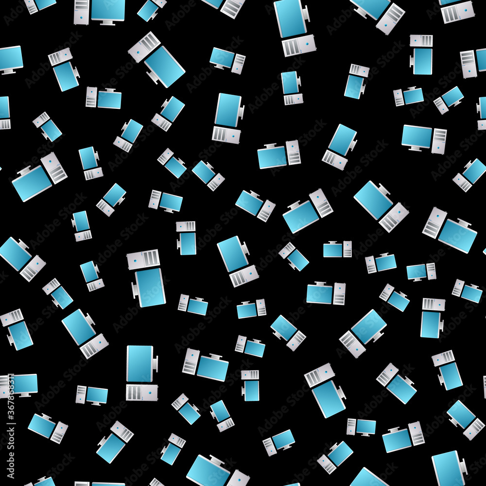 Poster pc pattern seamless. computer ornament. data processor background. vector
