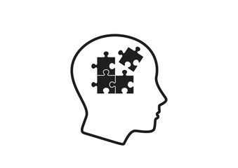 head with puzzle icon. creative think, mind, and intelligence symbol