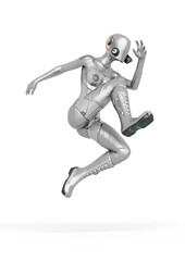 cyber soldier female jumping