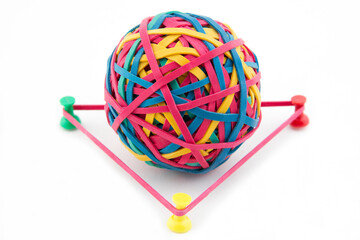 Rubber band ball in a triangle