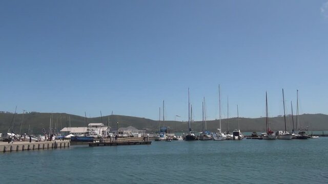 Summer day video of Knysna harbour and waterfront in Western Cape, South Africa