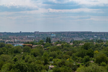 Ukraine, Krivoy Rog, 16 of July 2020. Scenic city view from the hill. 