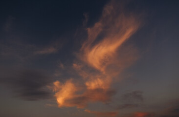 Fototapeta na wymiar fiery cloud glowing sunset red glow sky
