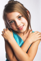 little firl in blue dress