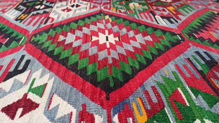 Turkish geometric carpet design. Colorful Tribal Vector Background
