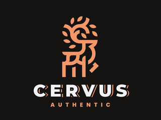 Deer modern logo. Reindeer emblem design editable for your business.