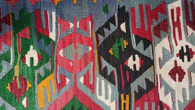 Turkish geometric carpet design. Colorful Tribal Vector Background