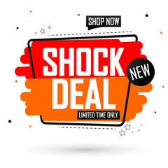 Shock Deal tag, Sale banner design template, promo poster, vector illustration