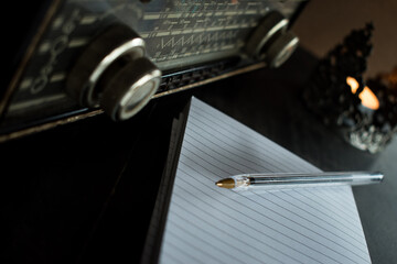 Old radio and notebook