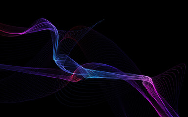 Dark abstract background with a glowing abstract waves