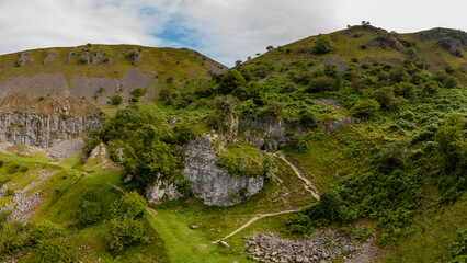Fototapeta na wymiar Aerial view of cave entrances