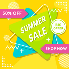 Summer sale banner template with tropical leaves. Special offer sale for summer time banner vector. Social media promotion summer concept.