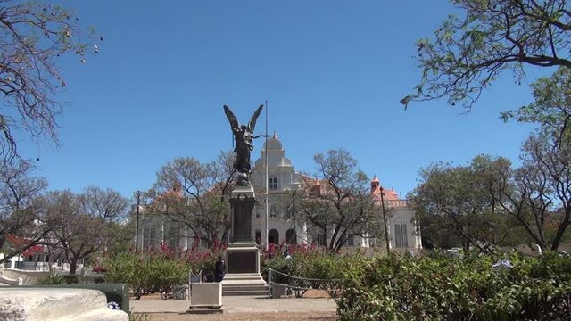 HD summer day video of Heidelberg town and its fine old buildings. Heidelberg is a small historical (est. 1862) town at the foot of the Suikerbosrand of Gauteng Province, South Africa