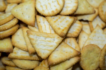 closeup snack cracker background texture