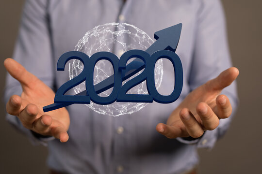 The 2020 Business Year Up Goals And Success Illustration