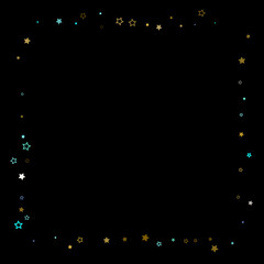 Gold, Blue stars, sprocket, shiny confetti. 