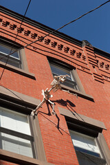 HOBOKEN, NEW JERSEY - October 27, 2017: The beautiful brownstones along Garden Street are decorated...
