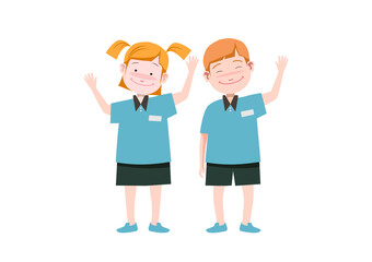 welcoming children cartoon illustration. children character vector. 