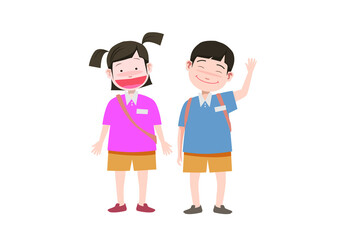 welcoming children cartoon illustration. children character vector. 
