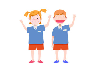 welcoming children cartoon illustration. children character vector. 