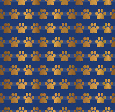 Gold Paw Seamless Pattern Design Background