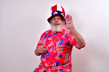 Patriotic gentleman displaying his 
