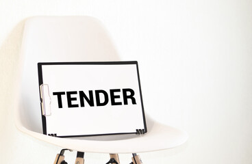 Tender word on card index paper