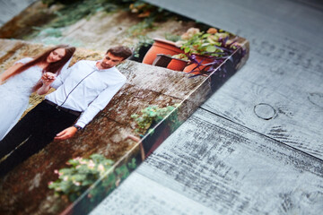 Canvas print. Photo printed on canvas. Sample of stretched wedding photography with gallery wrap