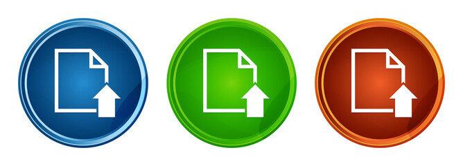 Upload document icon stylish round button set glass design