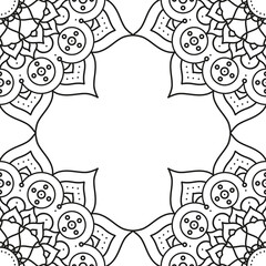 decorative floral monochrome mandala ethnicity frame