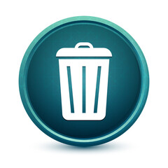 Bin icon shiny light blue round button illustration
