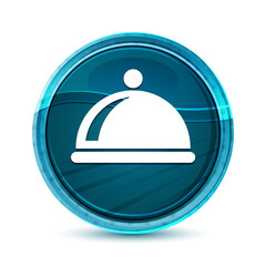 Food dish icon elegant glass blue round button vector design illustration