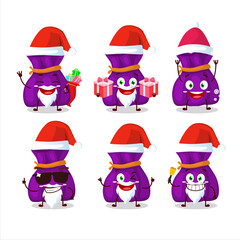 Fototapeta premium Santa Claus emoticons with purple candy sack cartoon character