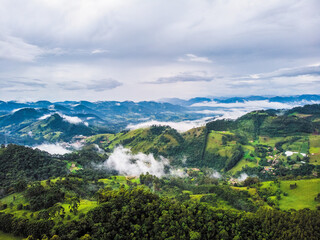 Naklejka premium mountain landscape with clouds