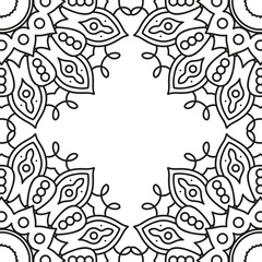 decorative floral monochrome mandala ethnicity frame