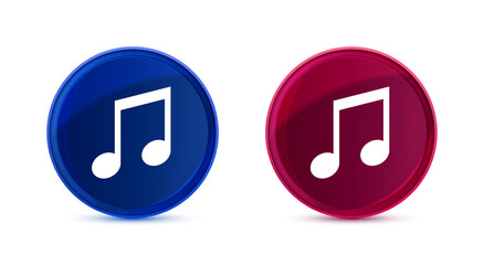 Music note icon silky round button set illustration