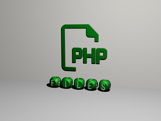 3D graphical image of files vertically along with text built by metallic cubic letters from the top perspective, excellent for the concept presentation and slideshows. illustration and business