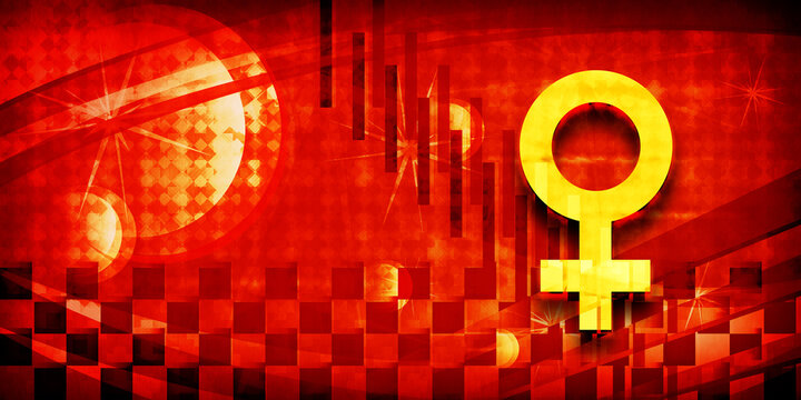Female sign icon summer sunburst sunny orange light banner background dark illustration