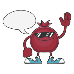 smiling pomegranate fruit with sunglasses cartoon character