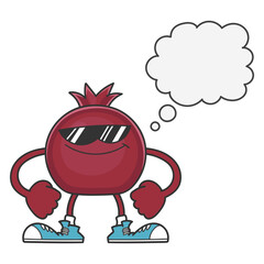 smiling pomegranate fruit with sunglasses cartoon character