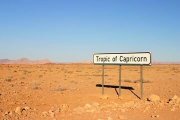 The Tropic of Capricorn sign in Namibia, Africa