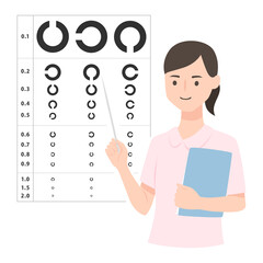 眼科で視力検査をする時に使う検査表のイラスト Character Wall Mural Charact Yukimco