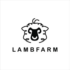 lamb logo simple sheep head vector farm cattle and wool produce design template idea