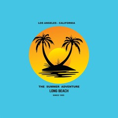 Obraz premium The summer adventure, long beach slogan typography graphic artistic concept for trendy t shirt print vector illustration