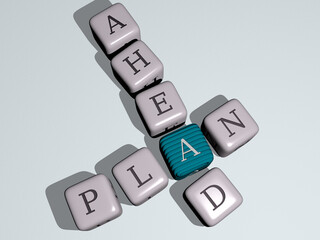 combination of video games: PLAN AHEAD built by cubic letters from the top perspective, excellent for the concept presentation. business and illustration