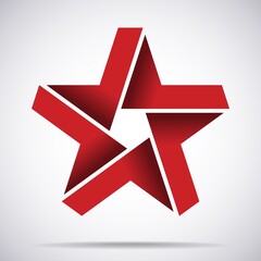 Red star icon, award symbol, pentagonal sign