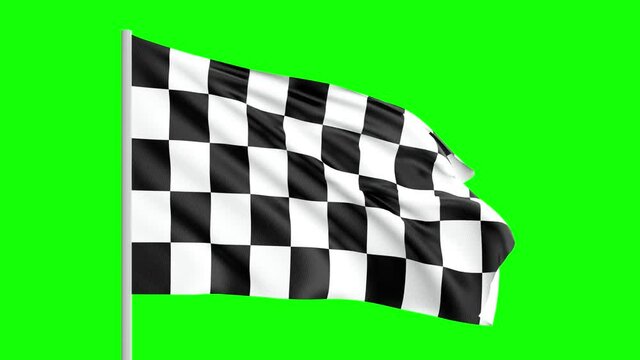 Checker Map flag 3D Animated in green screen 4K