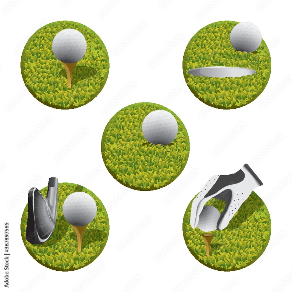 Poster golf themed icons