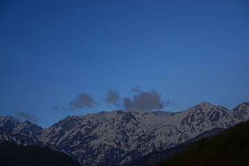 mountains at sunset time in the northern alps of Japan